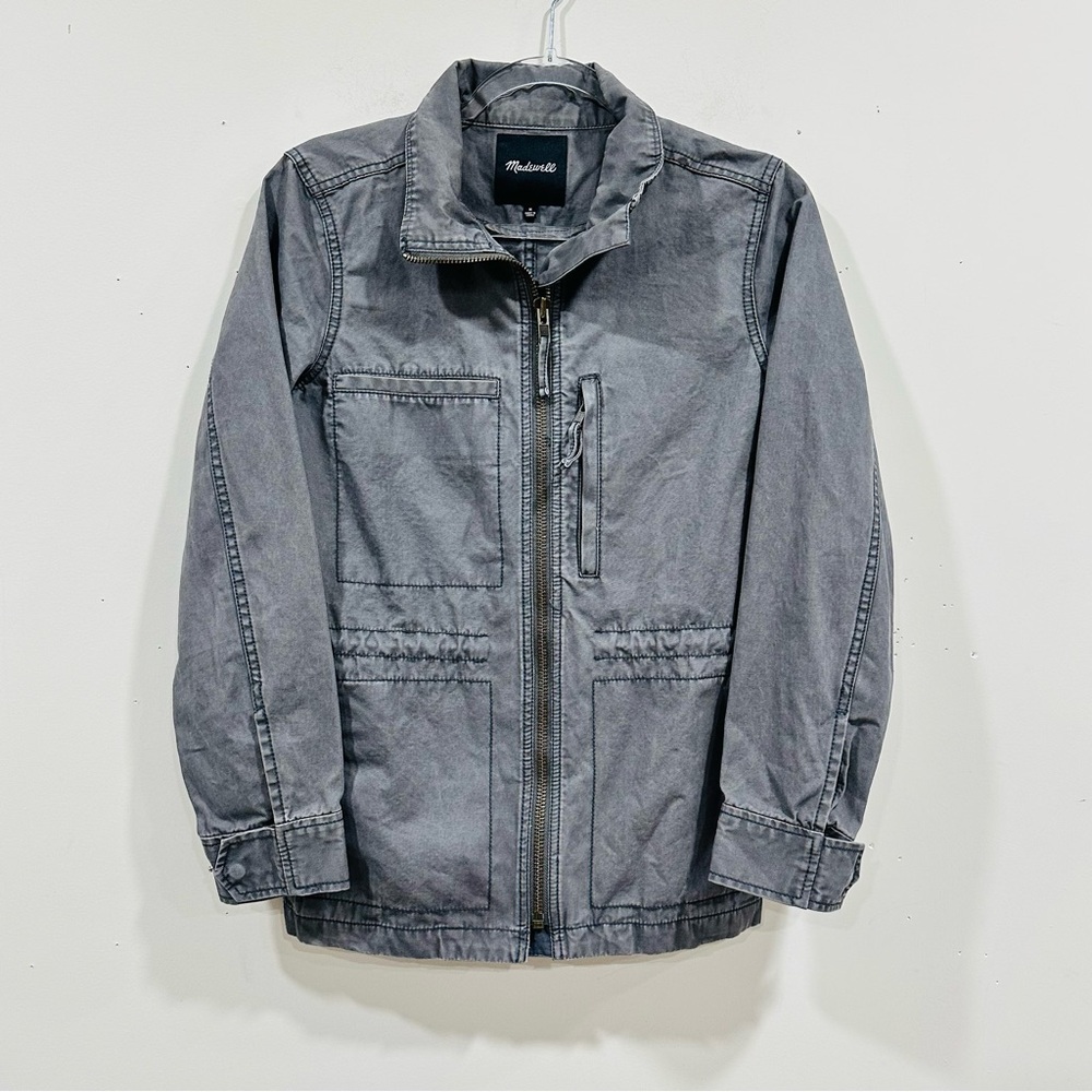 Madewell 100% Cotton Gray Fleet Adjustable Waist Utility Jacket sz M Neutral